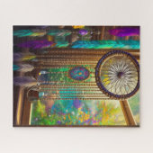 Hübscher Dreamcatcher in Window Lila Boho Puzzle (Horizontal)