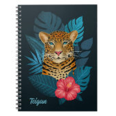 Hübscher Dschungel Leopard | Blau | Name Notizblock (Vorderseite)