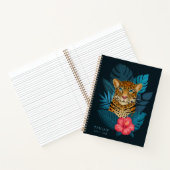 Hübscher Dschungel Leopard | Blau | Name Notizblock (Innenseite)