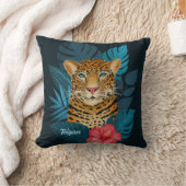 Hübscher Dschungel Leopard | Schwarz | Name Kissen (Decke)