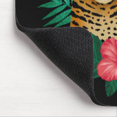 Hübscher Dschungel Leopard | Schwarz | Name Mousepad (Ecke)