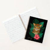Hübscher Dschungel Leopard | Schwarz | Name Notizblock (Innenseite)