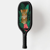 Hübscher Dschungel Leopard | Schwarz | Name Pickleball Schläger (Links)