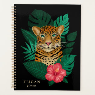 Hübscher Dschungel Leopard Schwarz Name Planer