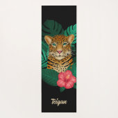Hübscher Dschungel Leopard | Schwarz | Name Yogamatte (Rückseite)