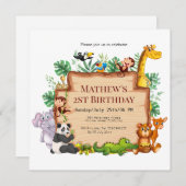 Hübscher Dschungel und wild lebende Tiere l Giraff Einladung (Vorne/Hinten)