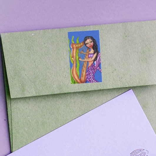 Hübscher dunkler Haar Lila Meerjungfrau Rechteckiger Aufkleber