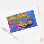 Hübscher dunkler Haar Lila Meerjungfrau Rechteckiger Aufkleber (Umschlag)