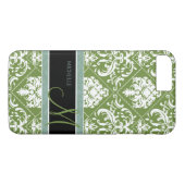 Hübscher dunkler olivgrünes Grün- u. Weißdamast Case-Mate iPhone Hülle (Rückseite (Horizontal))