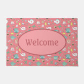 Hübscher Dusky Pink TeaCups Teeshop Willkommen Fußmatte (Vorderseite)
