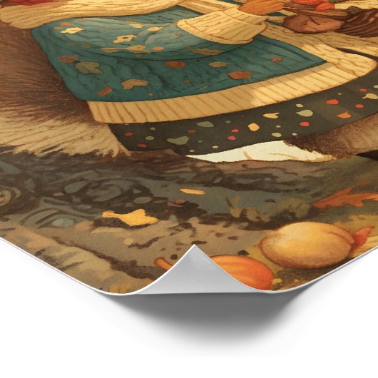 Hübscher Eichhörnchen-Herbst-Tier-Kinderzimmer-Wan Poster (Ecke)