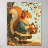 Hübscher Eichhörnchen-Herbst-Tier-Kinderzimmer-Wan Poster (Vorne)