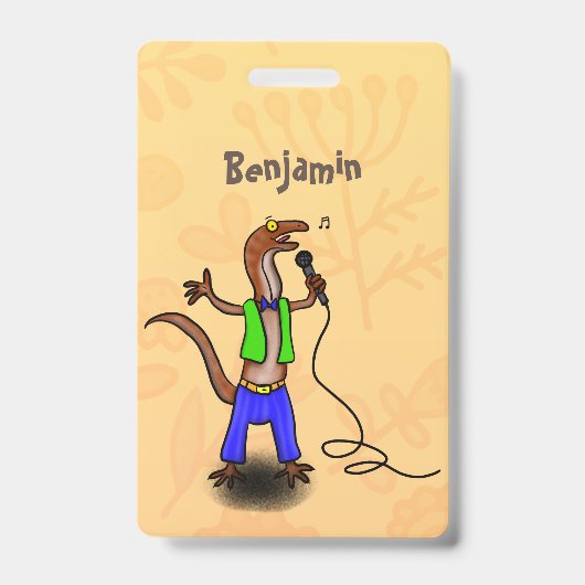 Hübscher Eidechsengesang mit Mikrofon-Cartoon Ausweis (Vorderseite)