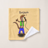 Hübscher Eidechsengesang mit Mikrofon-Cartoon Badhandtuch Set (Waschlappen)