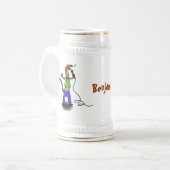 Hübscher Eidechsengesang mit Mikrofon-Cartoon Bierglas (Vorderseite Links)