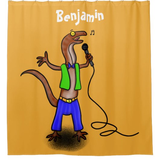 Hübscher Eidechsengesang mit Mikrofon-Cartoon Duschvorhang (Vorderseite)