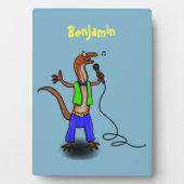 Hübscher Eidechsengesang mit Mikrofon-Cartoon Fotoplatte (Vorderseite)