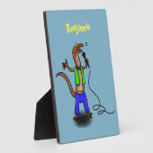 Hübscher Eidechsengesang mit Mikrofon-Cartoon Fotoplatte (Seite)