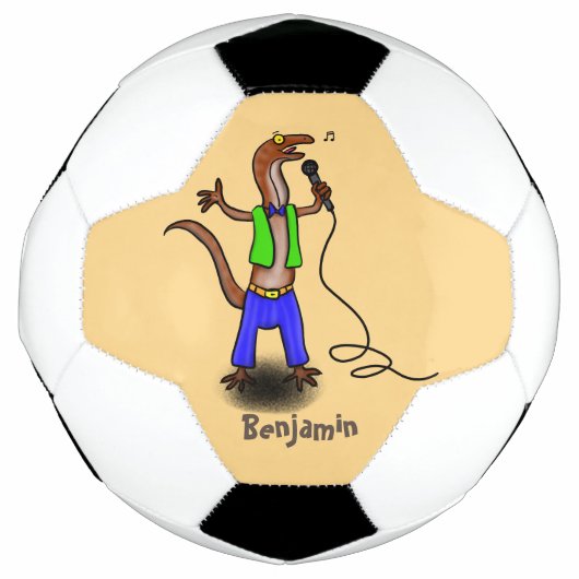 Hübscher Eidechsengesang mit Mikrofon-Cartoon Fußball (Vorderseite)