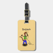 Hübscher Eidechsengesang mit Mikrofon-Cartoon Gepäckanhänger (Vorderseite vertikal)