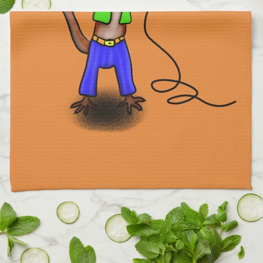 Hübscher Eidechsengesang mit Mikrofon-Cartoon Geschirrtuch (Gefaltet)