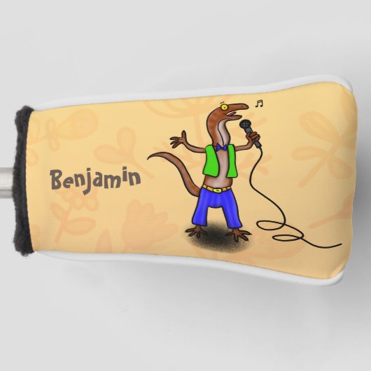 Hübscher Eidechsengesang mit Mikrofon-Cartoon Golf Headcover (Vorderseite)