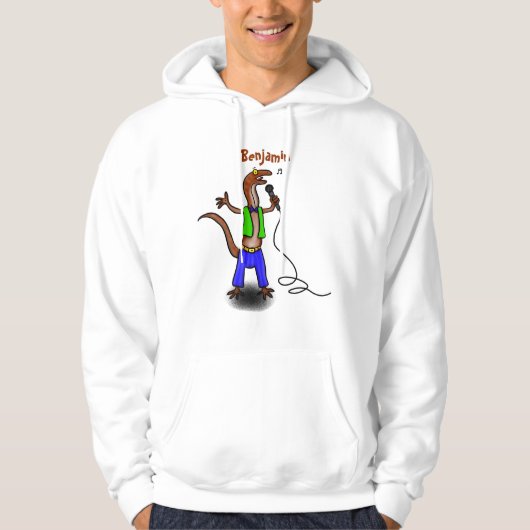 Hübscher Eidechsengesang mit Mikrofon-Cartoon Hoodie (Vorderseite)