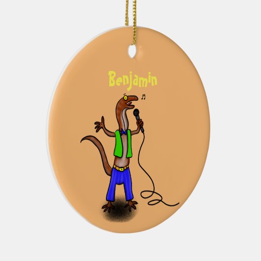 Hübscher Eidechsengesang mit Mikrofon-Cartoon Keramik Ornament (Rechts)