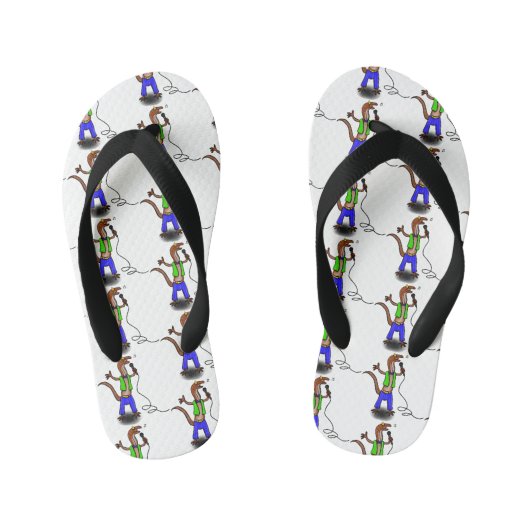 Hübscher Eidechsengesang mit Mikrofon-Cartoon Kinderbadesandalen (Fußbett)