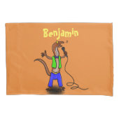 Hübscher Eidechsengesang mit Mikrofon-Cartoon Kissenbezug (Vorderseite)