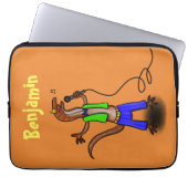 Hübscher Eidechsengesang mit Mikrofon-Cartoon Laptopschutzhülle (Vorderseite)