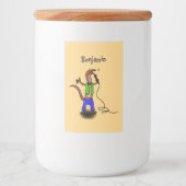 Hübscher Eidechsengesang mit Mikrofon-Cartoon Lebensmitteletikett (Vorderseite)