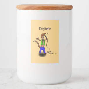 Hübscher Eidechsengesang mit Mikrofon-Cartoon Lebensmitteletikett