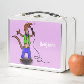 Hübscher Eidechsengesang mit Mikrofon-Cartoon Metall Brotdose (Beispiel)