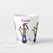 Hübscher Eidechsengesang mit Mikrofon-Cartoon Milchtasse (Vorderseite)