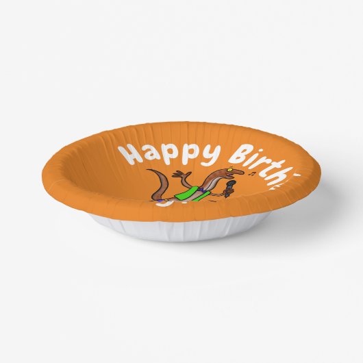 Hübscher Eidechsengesang mit Mikrofon-Cartoon Pappteller (Gewinkelt)