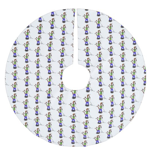 Hübscher Eidechsengesang mit Mikrofon-Cartoon Polyester Weihnachtsbaumdecke (Vorderseite)