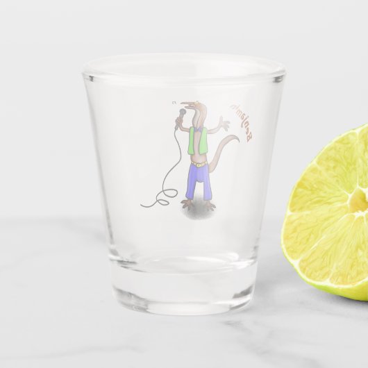Hübscher Eidechsengesang mit Mikrofon-Cartoon Schnapsglas (Rückseite)
