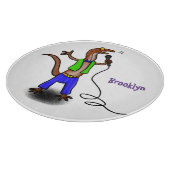 Hübscher Eidechsengesang mit Mikrofon-Cartoon Schneidebrett (Ecke)