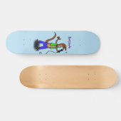 Hübscher Eidechsengesang mit Mikrofon-Cartoon Skateboard (Horizontal)