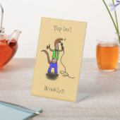 Hübscher Eidechsengesang mit Mikrofon-Cartoon Sockelschild (In SItu)