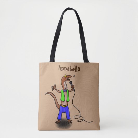 Hübscher Eidechsengesang mit Mikrofon-Cartoon Tasche (Vorderseite)