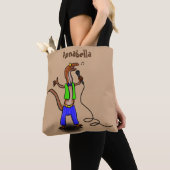 Hübscher Eidechsengesang mit Mikrofon-Cartoon Tasche (Von Nahem)