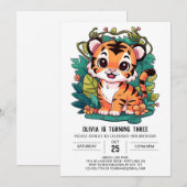 Hübscher einfacher Tiger Digital Geburtstag Einladung (Vorne/Hinten)