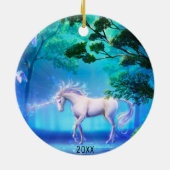 Hübscher Einhorn-Weihnachtsbaum Ornament Name & Da (Hinten)