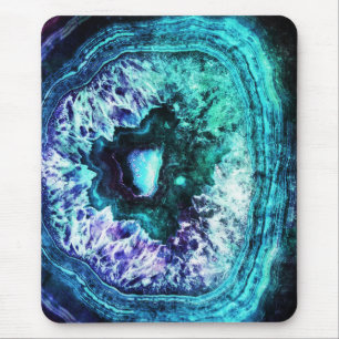 Hübscher eisiger Türkis und lila Geode Kristall Mousepad
