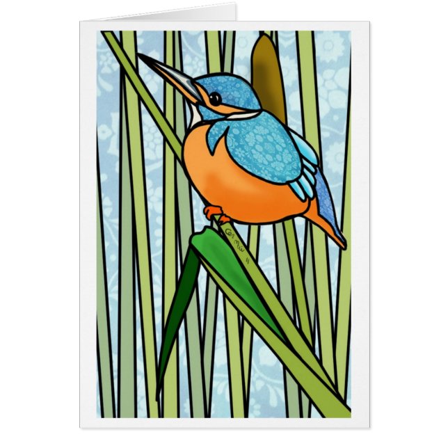 Hübscher Eisvogel in den Schilfen (Vorne)