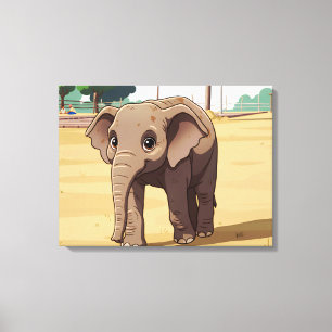 Hübscher Elefant Nahaufnahme auf Leinwanddruck