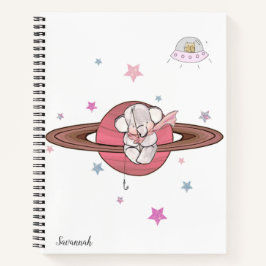 Hübscher Elefant Planet Name farbenfroh Notizblock