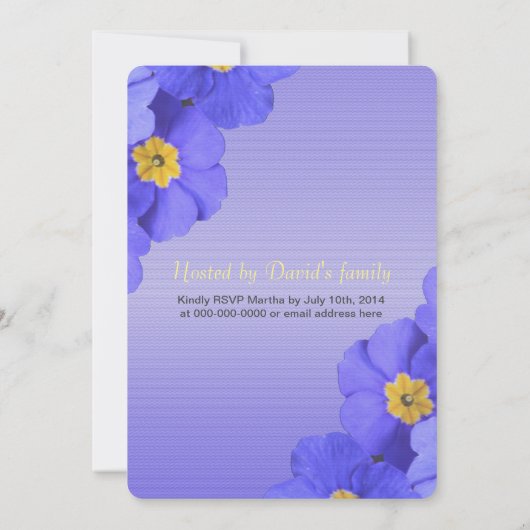 Hübscher, eleganter blauer Blume Abschluss Einladung (Rückseite)